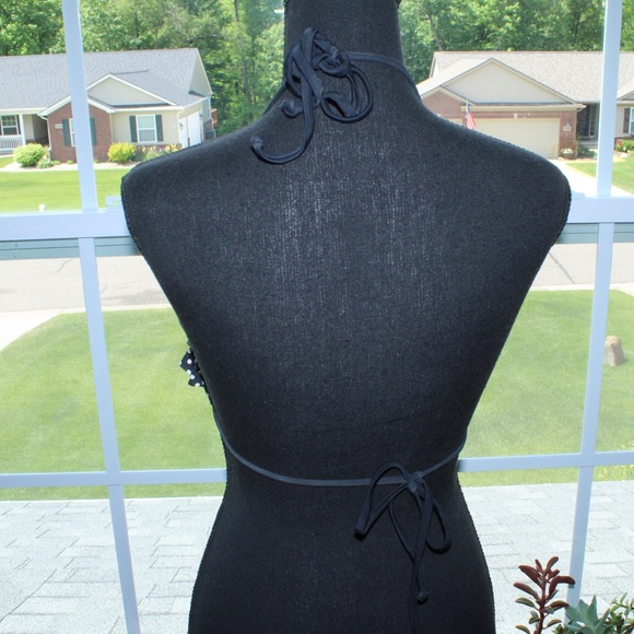 Xhilaration Black And White Polka Dotted Frilled XL String Bikini Top - Picture 4 of 6